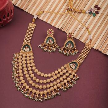 Multicolor gold plated temple jewellery set – traditional celebration accessory 2