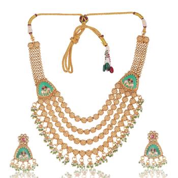 Multicolor gold plated temple jewellery set – traditional celebration accessory 3
