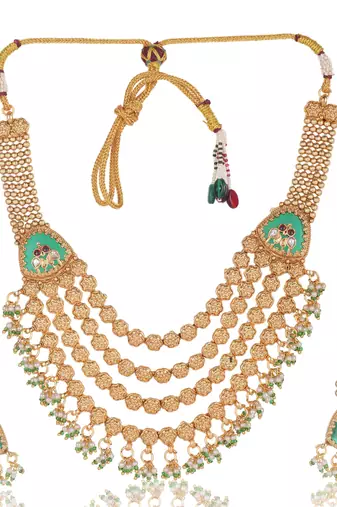 Multicolor gold plated temple jewellery set – traditional celebration accessory