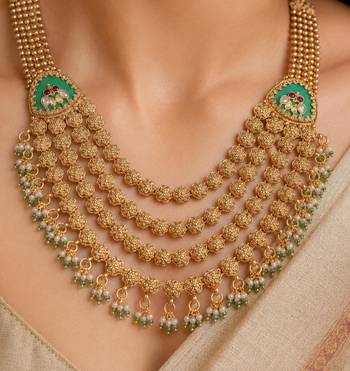 Multicolor gold plated temple jewellery set – traditional celebration accessory 4