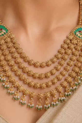 Multicolor gold plated temple jewellery set – traditional celebration accessory