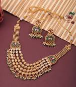 Multicolor gold plated temple necklace set – classic indian jewellery