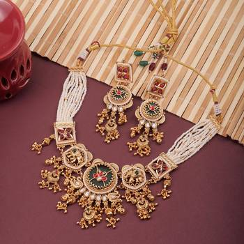 Multicolor gold plated temple necklace set for women – traditional jewellery 2