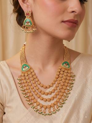 Multicolor gold plated temple jewellery set – traditional celebration accessory 1
