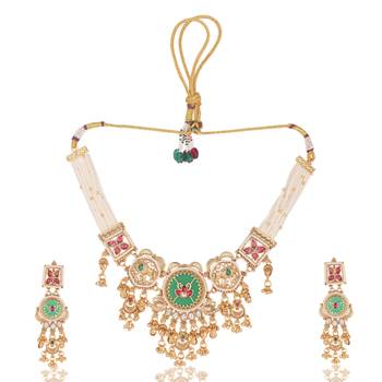 Multicolor gold plated temple necklace set for women – traditional jewellery 3
