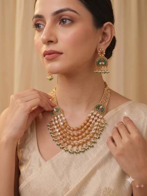 Multicolor gold plated temple necklace set – classic indian jewellery 5