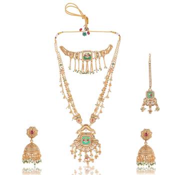 Multicolor gold plated temple jewellery set for women – designer ethnic jewellery 3