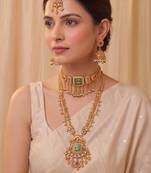 Multicolor gold plated temple jewellery set for women – designer ethnic jewellery