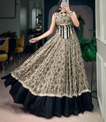 women festive real mirror work border chanderi garba lehenga choli set - free size