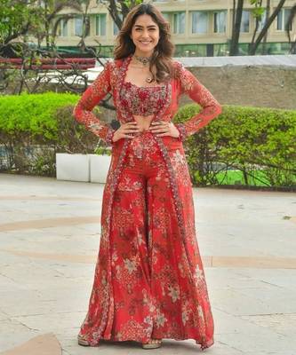 Red silk embroidered palazzo set 3
