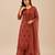 Brown faux georgette embroidered palazzo set