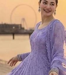 Lavender georgette embroidered flared gown set