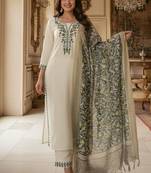 Cream khadi embroidered kurta set