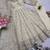 Off-white silk blend embroidered flared gown set