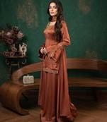 Brown crepe embroidered palazzo set