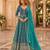 Blue faux georgette hand embroidery flared gown set