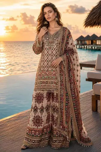 White crepe digital print palazzo set