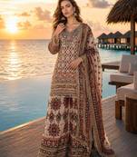 White crepe digital print palazzo set