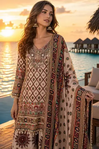 White crepe digital print palazzo set