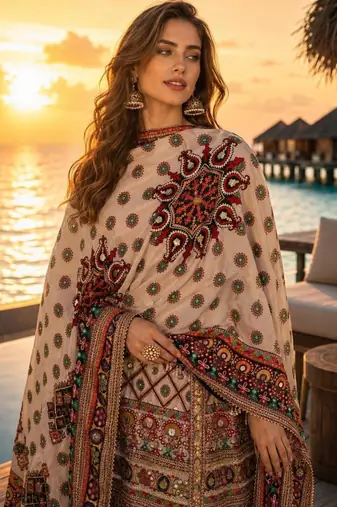White crepe digital print palazzo set