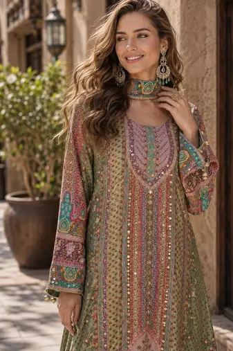 Green crepe printed palazzo set
