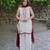 white color beautiful embroidery thread work silk blend kurti palazzo set