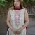 white color beautiful embroidery thread work silk blend kurti palazzo set