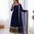Blue georgette thread embroidery flared gown set