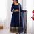 Blue georgette thread embroidery flared gown set