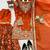 Orange art silk thread embroidery sharara set