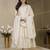 Cream silk embroidered flared gown set
