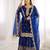 Royal-blue silk embroidered sharara set