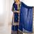 Royal-blue silk embroidered sharara set