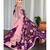 Purple georgette embroidered flared gown set