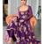 Purple georgette embroidered flared gown set