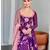 Purple georgette embroidered flared gown set