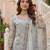 Grey faux georgette embroidered sharara set
