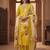 Yellow silk blend embroidered kurta set