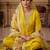 Yellow silk blend embroidered kurta set