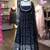 Black poly cotton embroidered flared gown set