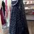 Black poly cotton embroidered flared gown set