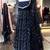 Black poly cotton embroidered flared gown set