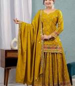 Mehendi silk embroidered palazzo set