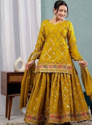 Mehendi silk embroidered palazzo set 2