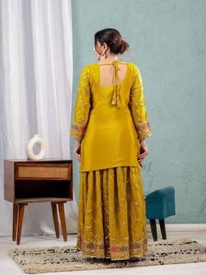Mehendi silk embroidered palazzo set 3