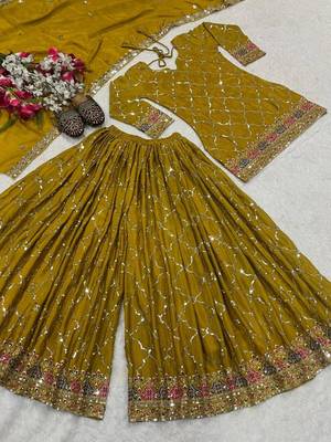 Mehendi silk embroidered palazzo set 4