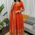 Dark-orange silk blend embroidered anarkali set