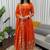 Dark-orange silk blend embroidered anarkali set