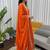 Dark-orange silk blend embroidered anarkali set