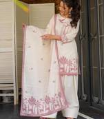Off-white cotton poly printed farshi salwar set